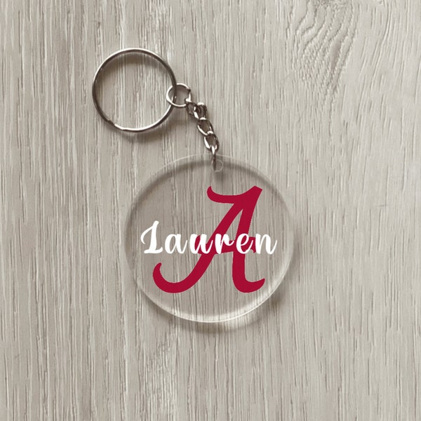 Personalized College Inspired Acrylic Keychain with Name  - Name Keychain