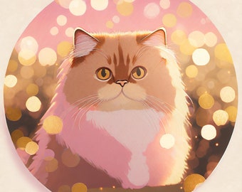 Chubby Persian cat with big eyes, creative activities, suitable for printing on various objects, print stickers JPG Digital,Commercial use