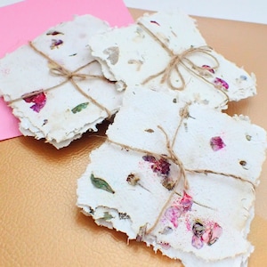 Fresh Petal and Leaf Handmade Floral Paper 8 sheets (5&quot;x5&quot;)