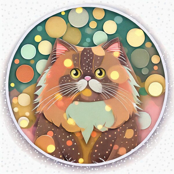 brown Persian cat with big eyes, creative activities, suitable for printing on various objects, prints stickers JPG Digital, Commercial use