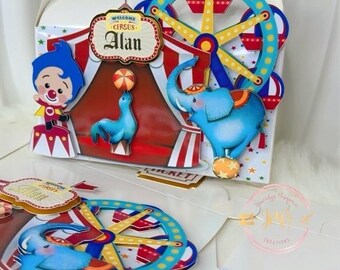 Plim Plim Circus Favor Boxes – Personalized Circus Party Treat Boxes – Carnival Birthday Party Favors – Kids Party Decorations