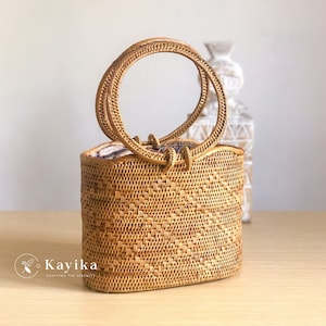 Rattan Top Griff Taschen - Handgemacht von balinesischen Handwerkern, Rattan Sommertaschen, Geschenk für Mama, handgewebte Strohtasche, Geburtstagsgeschenke