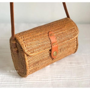 Sling Rattan Bag, Balinese Bag, Summer Purse,  Gift for Mom Handwoven Shoulder Bags, Crossbody Rattan Bags, Gift For Women