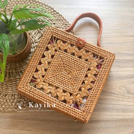 Handmade Top Handle Square Rattan Bag Eco-Friendly Chic, Boho Rattan  Bag, Straw Bag, Rattan Purse, Gift For Women, Gift for Mom