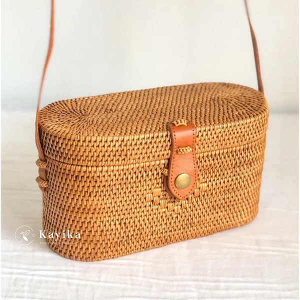 Sling Rattan Bags, Shoulder Bags, Woven Shoulder Bags, Gift For Mom, Summer Purse, Crossbody Bags, Gift For Women