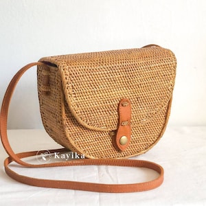 Half Round Rattan Sling Bag, Crossbody Woven Bag, Holiday Bag, Women Bag, Balinese Bag, Gift For Women, Wedding Gift, Birthday Gift