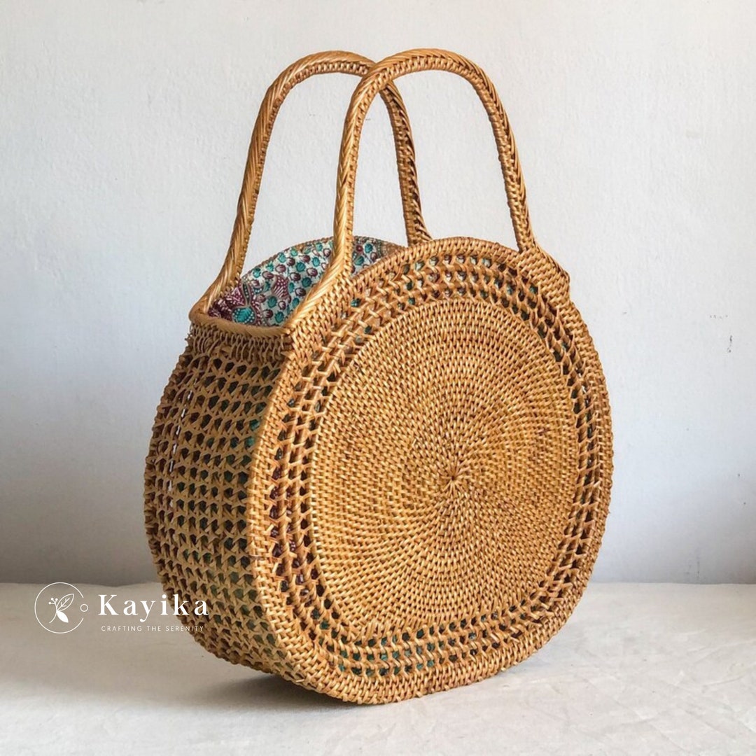 Handmade Rattan Top Handle Bag – Women's Woven Straw Handbag, Elegant ...