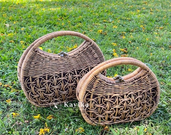 Sac à main en rotin fait main, sac à main cage naturel, sac d'été chic