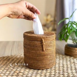Handmade Rattan Roll Tissue Box, Eco-Friendly Rattan Tissue Box, Home Decoration, Toilet Paper Box, Table Tissue, Gift For Her