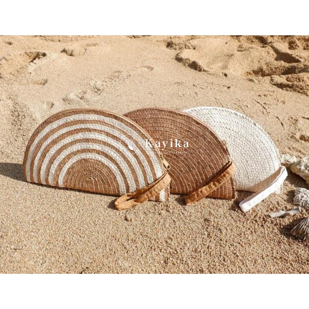 Half moon hotsell straw clutch bag