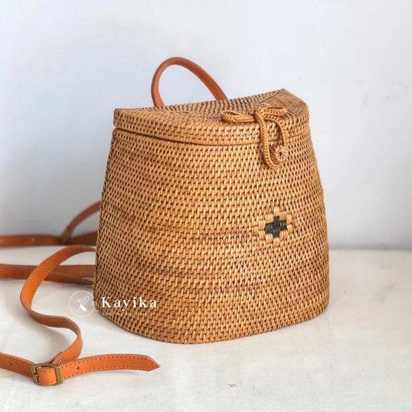 Rattan Backpack, Woven Bag, Summer Woven Straw Bags, Women Backpack, Beach Backpack, Birthday Gift, Gift For women, Holiday Bags