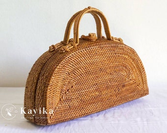 Top Handle Rattan Bags, Women Bags , Straw Handbags, Rattan Basket Bags, Summer Bags,Gift For Mom, Gift for Women