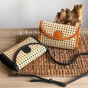 Cane Webbing Purse Bag, Webbing Bag, Cane Leather Bag, Summer Bag, Minimalist Cane Webbing, Leather Sling Bag, Eco-Friendly Fashion