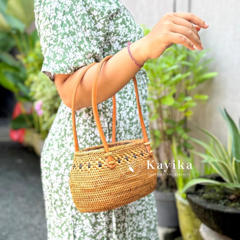 Handmade Rattan Handbag, Beach Purse With Batik Lining, Summer Handbag ...