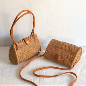 Rattan Shoulder Bags, Handwoven Bags, Straw Purse, Summer Purse, Wicker Purse, Straw Satchel, Birthday Gift, Gift For Women