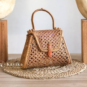 Rattan Top Handle Bags, Straw Tote Bags, Rattan Summer Bags, Wicker Basket Bags, Hand Woven Bags, Gift For Mom, Gift For Women