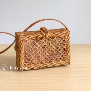 Mini Sling Rattan Purse, Crossbody Bags, Beach Bags, Shoulder Bags, Bohemian style, Perfect for Mother's Day & Gift For Women
