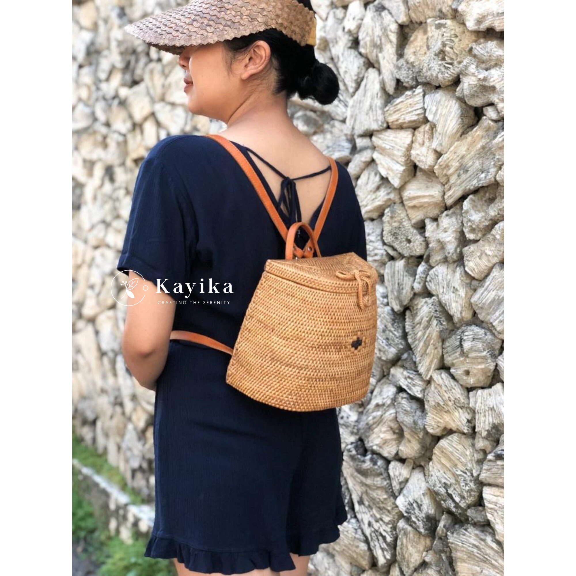 Unique Rattan Backpack from the Rainforest . 19th Century Handwoven Rattan Backpack with Inner Pockets  main image 2