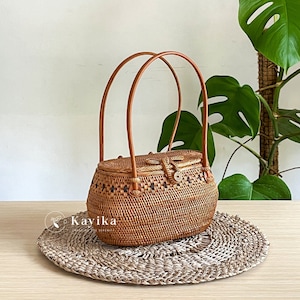 Bolso de ratán minimalista, ecológico y elegante, tejido a mano para mujer, bolso de verano, bolso de mano, regalo para mamá.