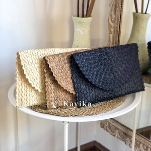 Stro clutch of clutch voor verschillende evenementen, geweven portemonnee, envelop portemonnee, cadeau voor moeder, cadeau voor haar, cadeau voor vrouwen, huwelijkscadeau afbeelding 1