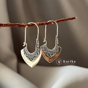Bali Hoop Sterling Silver Earrings, 925 Silver, Bali Handmade Jewelry, Wedding earrings, Valentine Gifts Ideas, Wedding gift