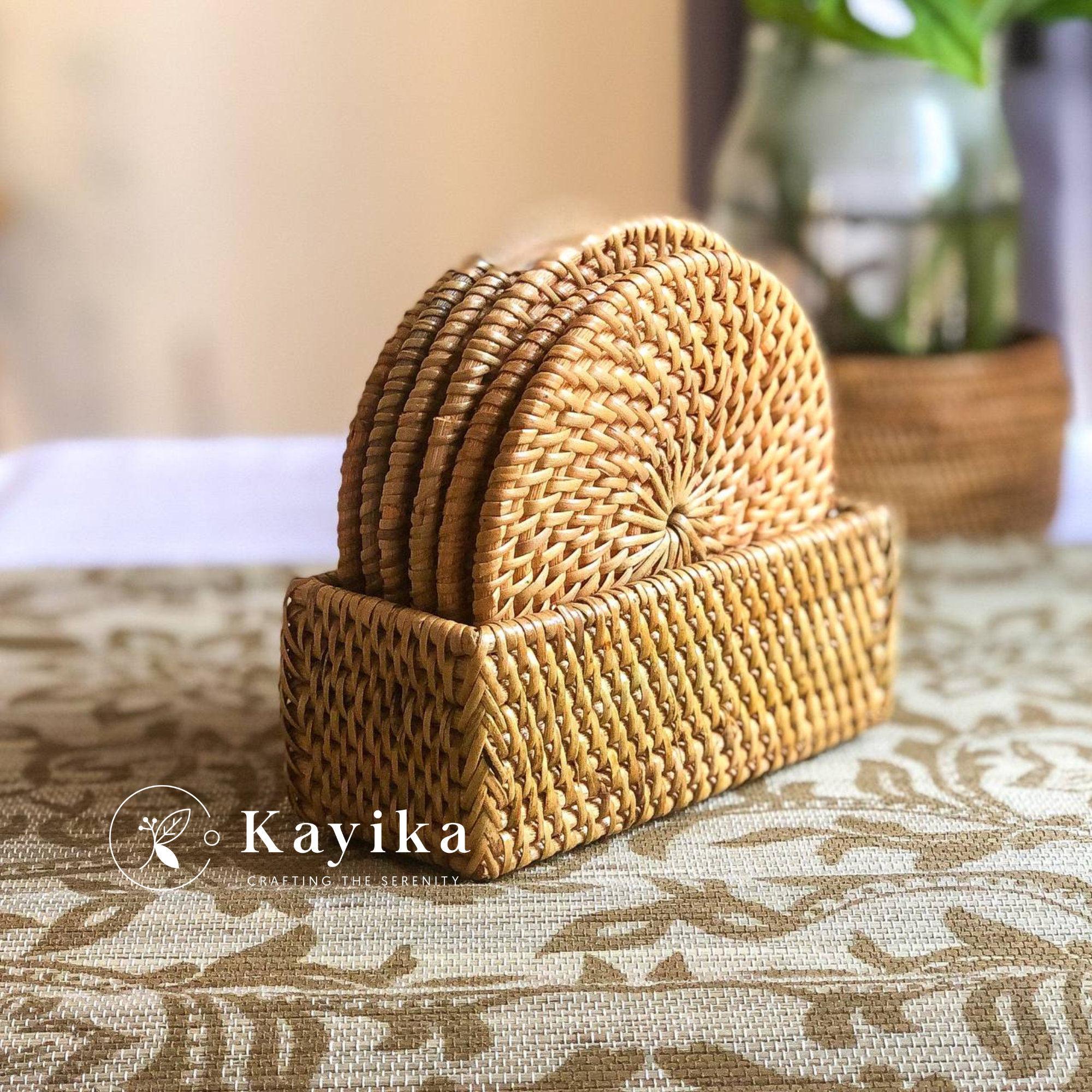 Sottobicchieri in rattan in set da 6 pezzi in colore naturale - Tiseco