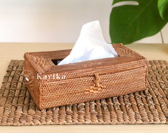 Handmade Rattan Tissue Box - Handmade Rattan Tissue Cover, Rattan Box, Home Decoration, Storage Box, Table Tissue Box, Gift for Mom