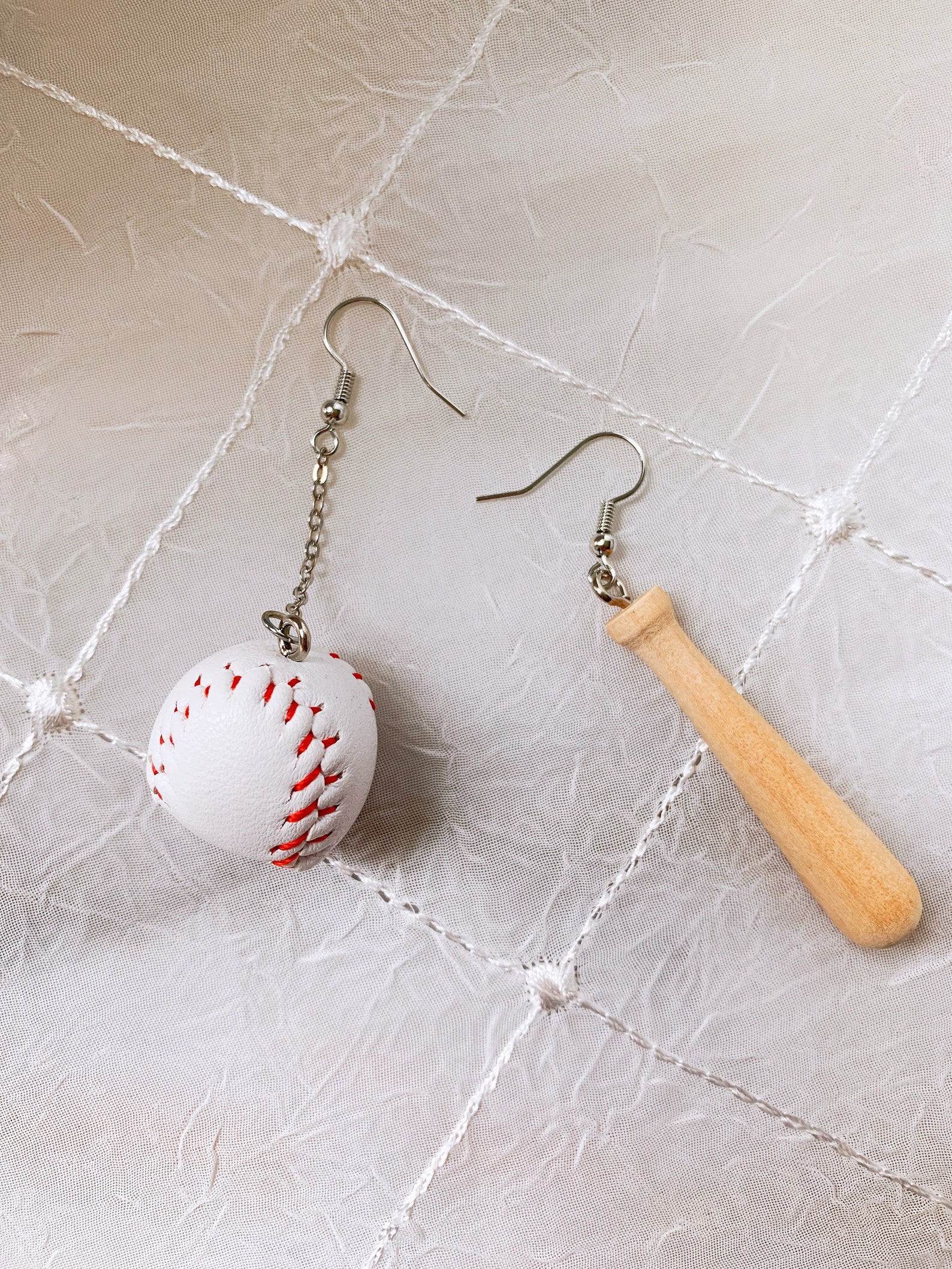 Baseball Dangle Earrings Faux Leather Baseball Bat Earrings Etsy