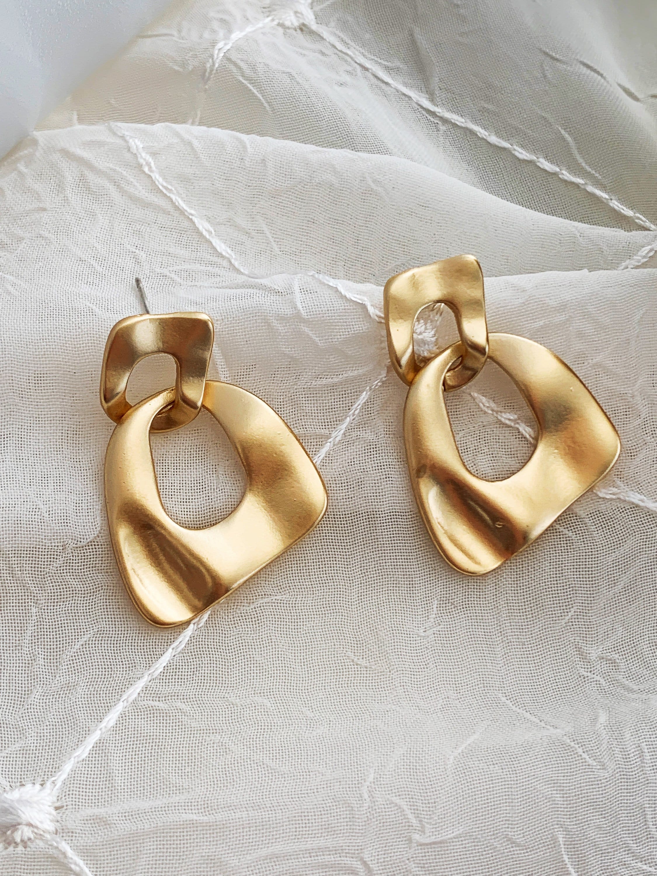 Luxury 14K Gold Filled Geometric Dangle Stud Earrings Gold | Etsy