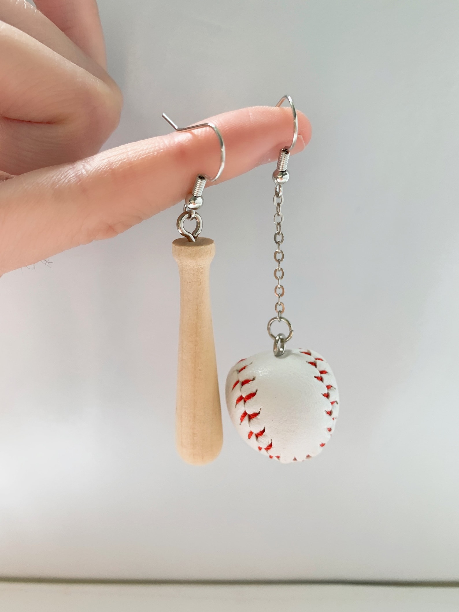 Baseball Dangle Earrings Faux Leather Baseball Bat Earrings Etsy