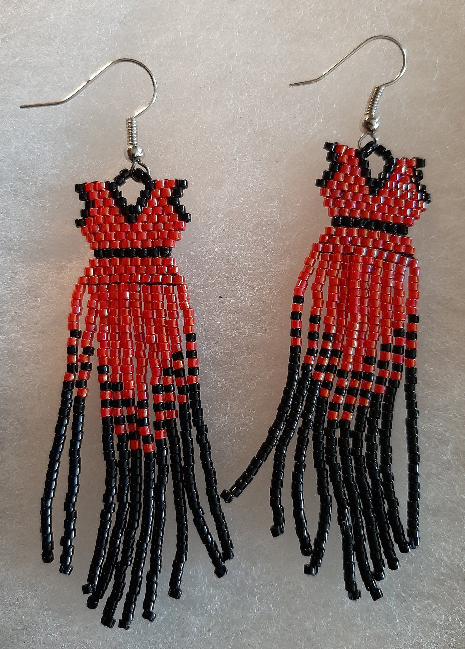 Handmade Red Dress Delica Seed Bead Earrings Etsy