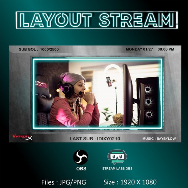 LAYOUT TWITCH - Sober neon screen for streaming