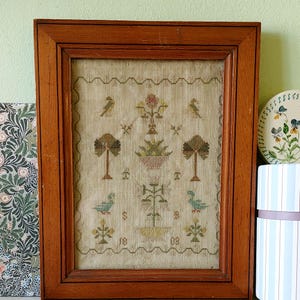 1803 English reproduction sampler &#39;S B&#39; PDF downloadable cross stitch pattern needlework chart