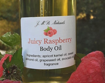 Juicy Raspberry Body Oil| Natural Skincare| Vegan| Gift (2oz/4oz glass bottle)