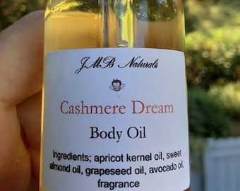 Cashmere Dream Body Oil: Natural Vegan Skincare, Vanilla Peach Scent