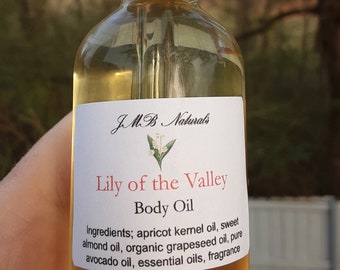 Handmade Lily of the Valley Body Oil| Natural Vegan Skincare| 2oz/4oz glass bottle