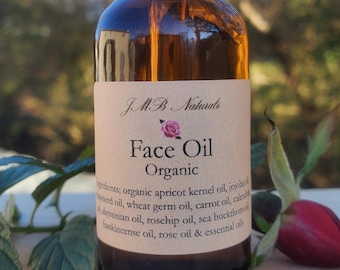 Organic Facial Oil, Face Serum, Skin Glow, Organic Moisturizer, Vegan Natural Skincare