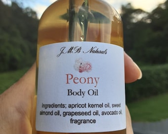 Peony Body Oil: Natural Moisturizing Skincare, Vegan & Cruelty-Free (2ozglass bottle)