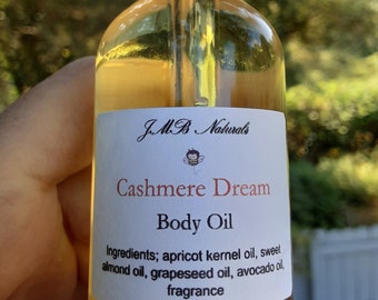 Cashmere Dream Body Oil: Natural Vegan Skincare (2oz/4ozglass bottles)