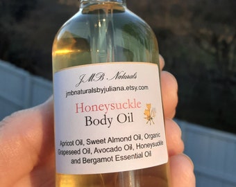 Honeysuckle Body Oil: Natural Vegan Skincare Gift (2oz/4oz glass bottles)