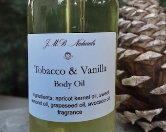 tobacco vanilla body oil & Oil: Natural Moisturizing Skincare-2oz/4oz glass bottle No Phthalate Tobacco and Vanilla Body Oil