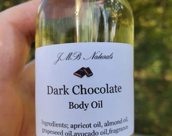 Chocolate Body Oil- Hydrating and Nourishing (2oz/4oz glass bottles), Valentine's Gift