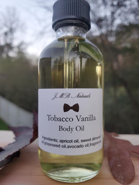 tobacco skincare Tobacco & Vanilla Body Oil: Natural Moisturizing Skincare-2oz/4oz glass  bottle