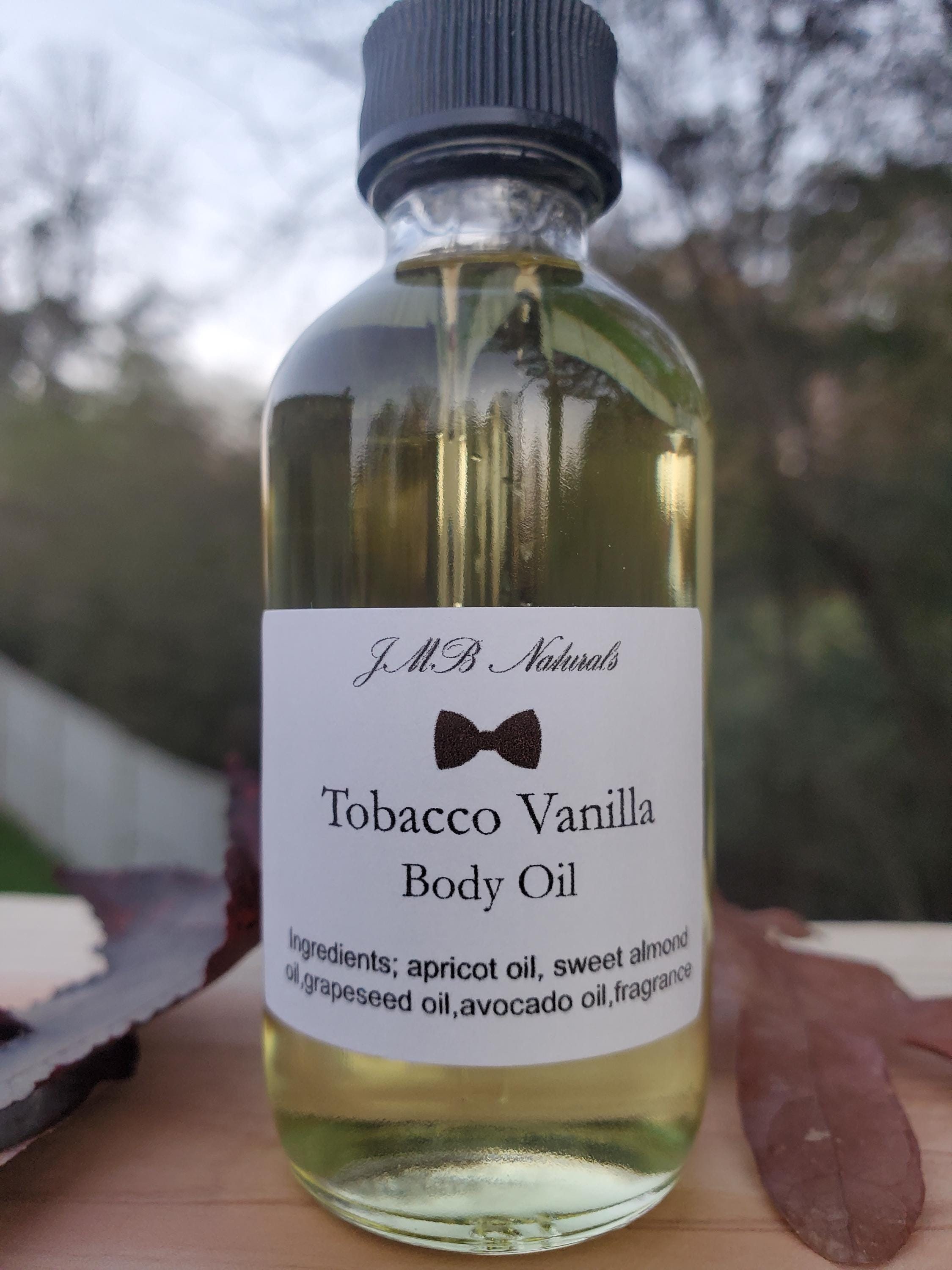 Tobacco & Vanilla Body Oil: Natural Moisturizing Skincare-2oz/4oz glass  bottle