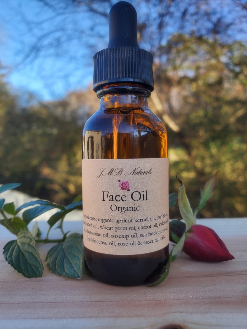 Organic Facial Oil, Face Serum, Skin Glow, Organic Moisturizer, Vegan Natural Skincare image 1