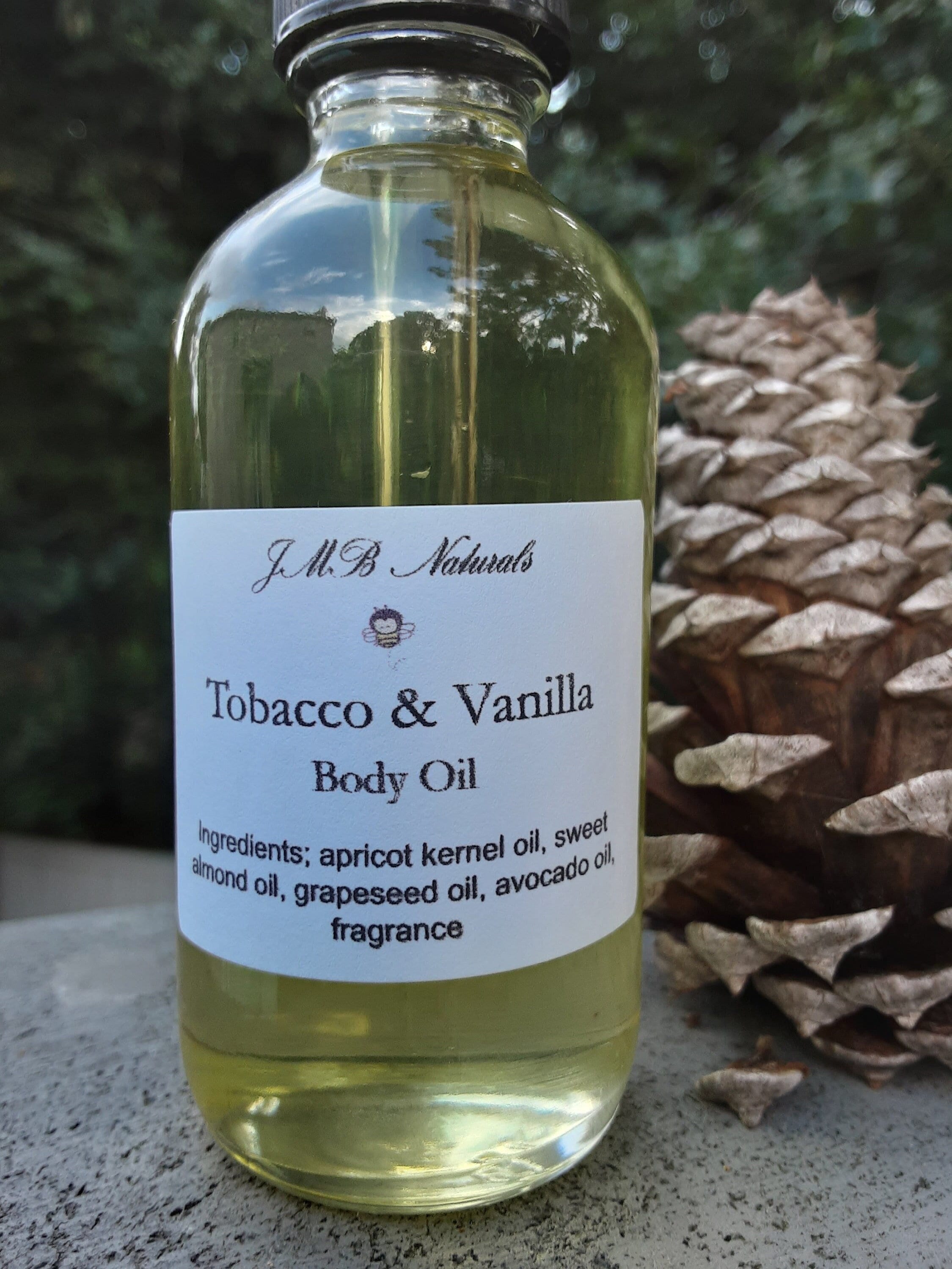 tobacco body oil Tobacco & Vanilla Body Oil: Natural Moisturizing Skincare-2oz/4oz glass  bottle