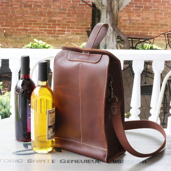 Leather Personalized Wine Tote, Holds 2 Bottles, Wine Gifts, Leather Wine Holder, Wine Carrier, Wine Bottle Crossbody, Brown,Black,Red,Grey