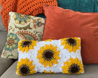 Sunflower Hexagon Crochet Pattern + Throw Pillow Instructions