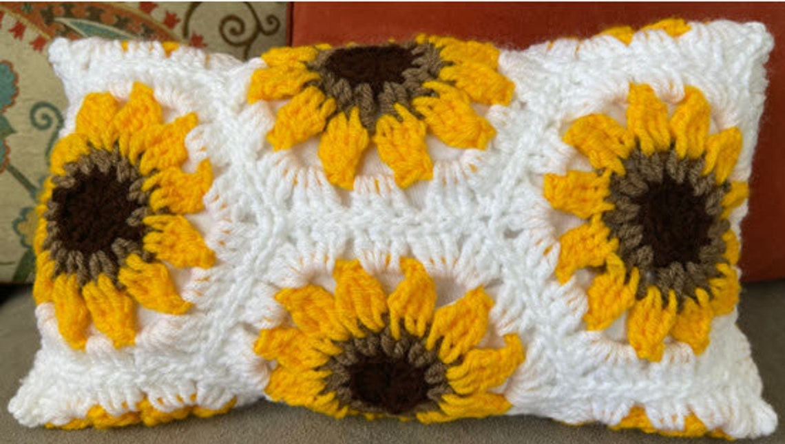 Sunflower Hexagon Crochet Pattern Throw Pillow Instructions Etsy France