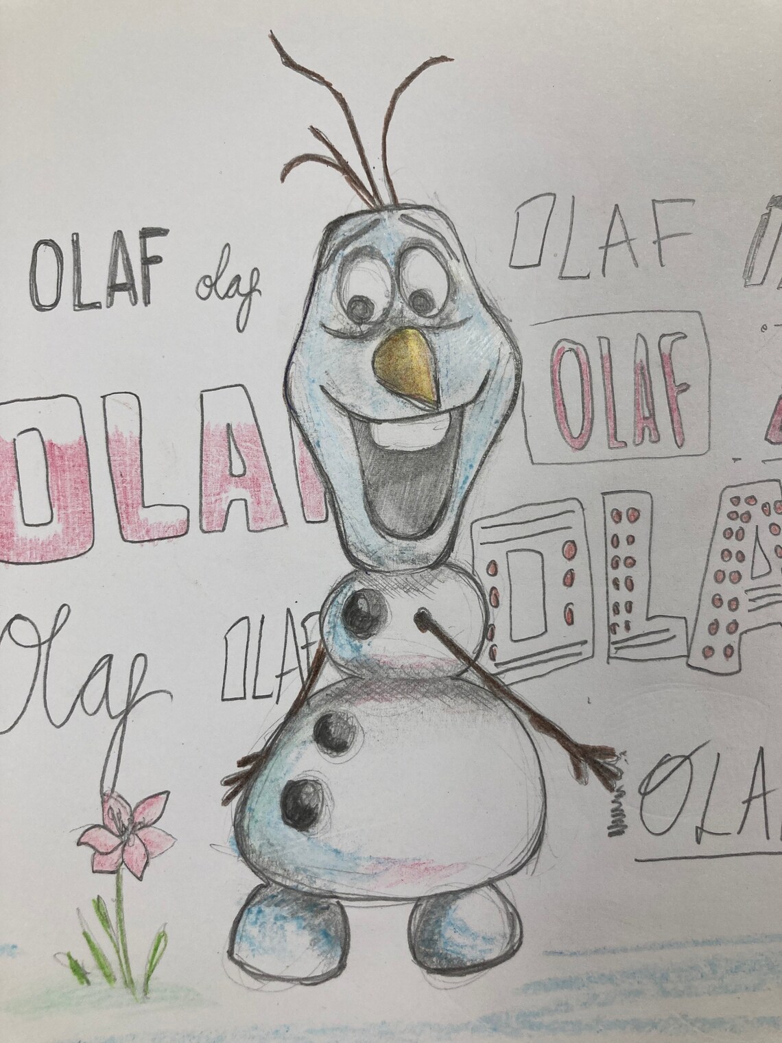 Olaf original pencil drawing by Dean Bethel Etsy